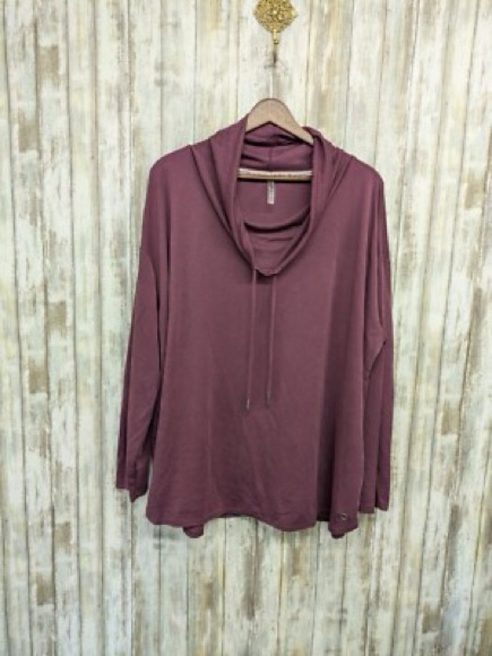 CALVIN KLEIN : Cowl Neck Pullover Hoodie in Mauve